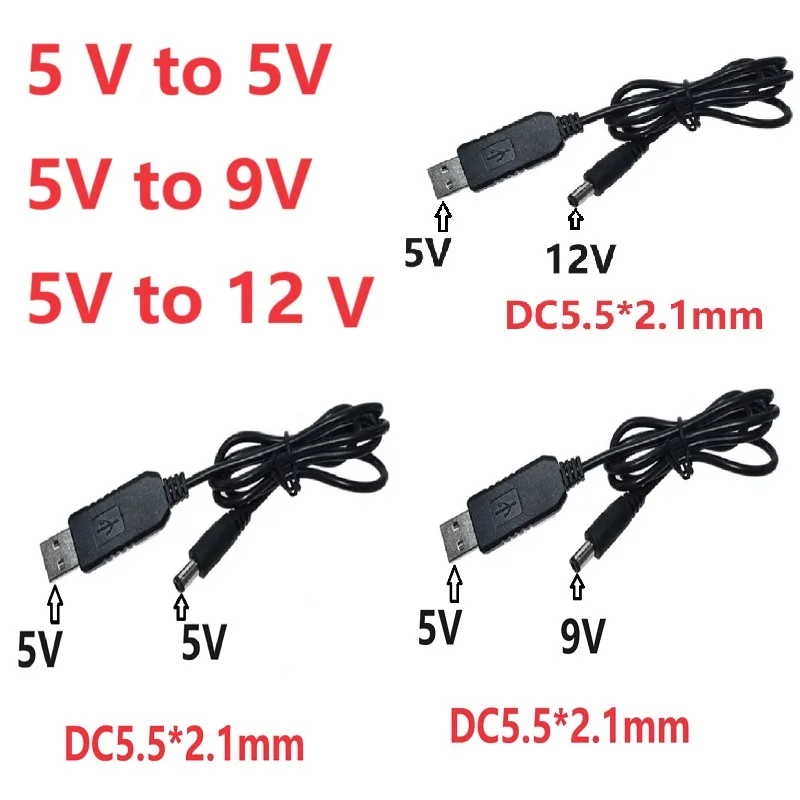 สายเคเบิล USB 5.5x2.1มม. ปลั๊ก DC 5V ไปยัง DC 9V 12V Step Up ตัวจ่ายไฟ Boost line Step Up โมดูลตัวเชื่อมต่ออะแดปเตอร์