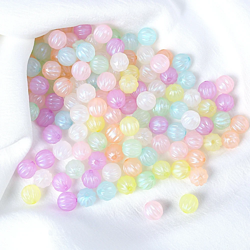 30pcs 11mm Acrylic Mermaid Pumpkin Beads Loose Spacer Beads for DIY Phone Chain Jewelry Making Necklace Bracelet Accessories