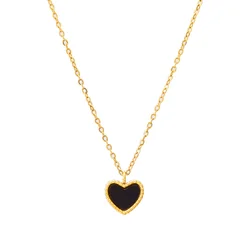 316L Stainless Steel Black Acrylic Heart Pendant Necklace Ladies Fashion High Jewelry Accessories SAN299