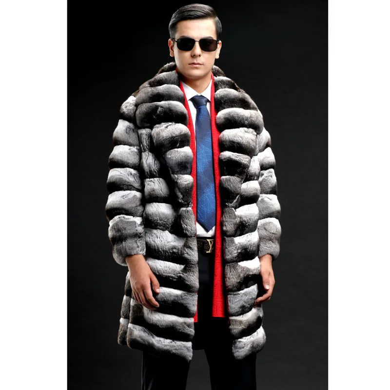 Coat Men Winter Faux Fur Jacket Mink Warm Mid Length Jackets Luxury Business Thick 2025 Outerwear Fluffy Shaggy Overcoat