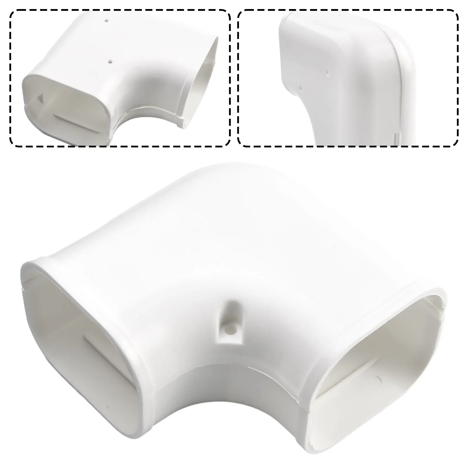 غطاء أنبوب حماية أنبوب تكييف الهواء سبليت ومركزي غطاء خرطوم PVC مزخرف غطاء دخول الحائط 90 °   اقتران الكوع المسطح