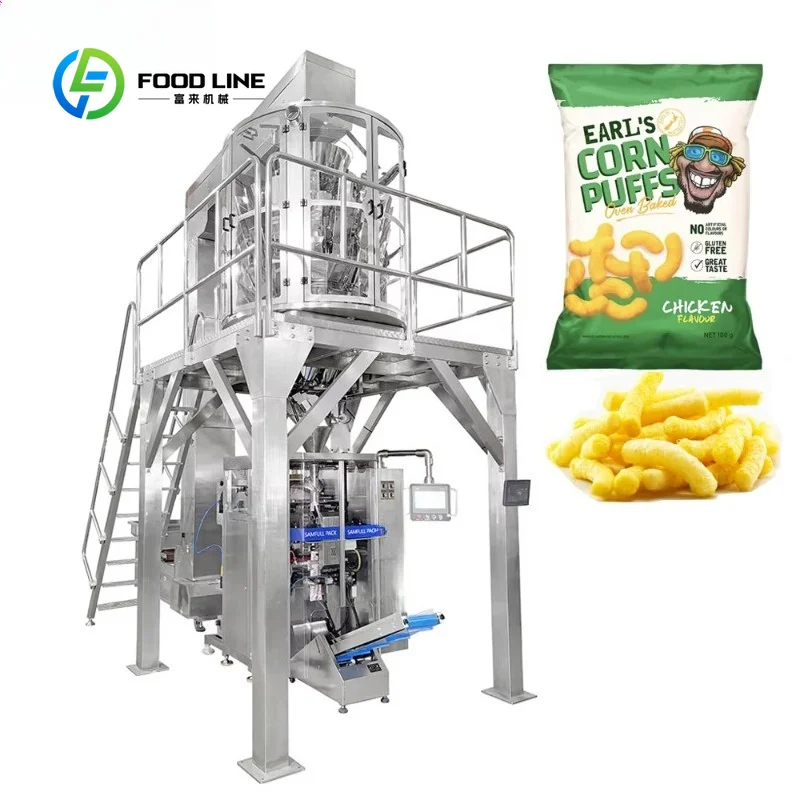 Customized High Speed Multihead Weigher Vertical Pillow Bag Packing Machine For Mixed Granule Chip Leisure Snack Food Workshop