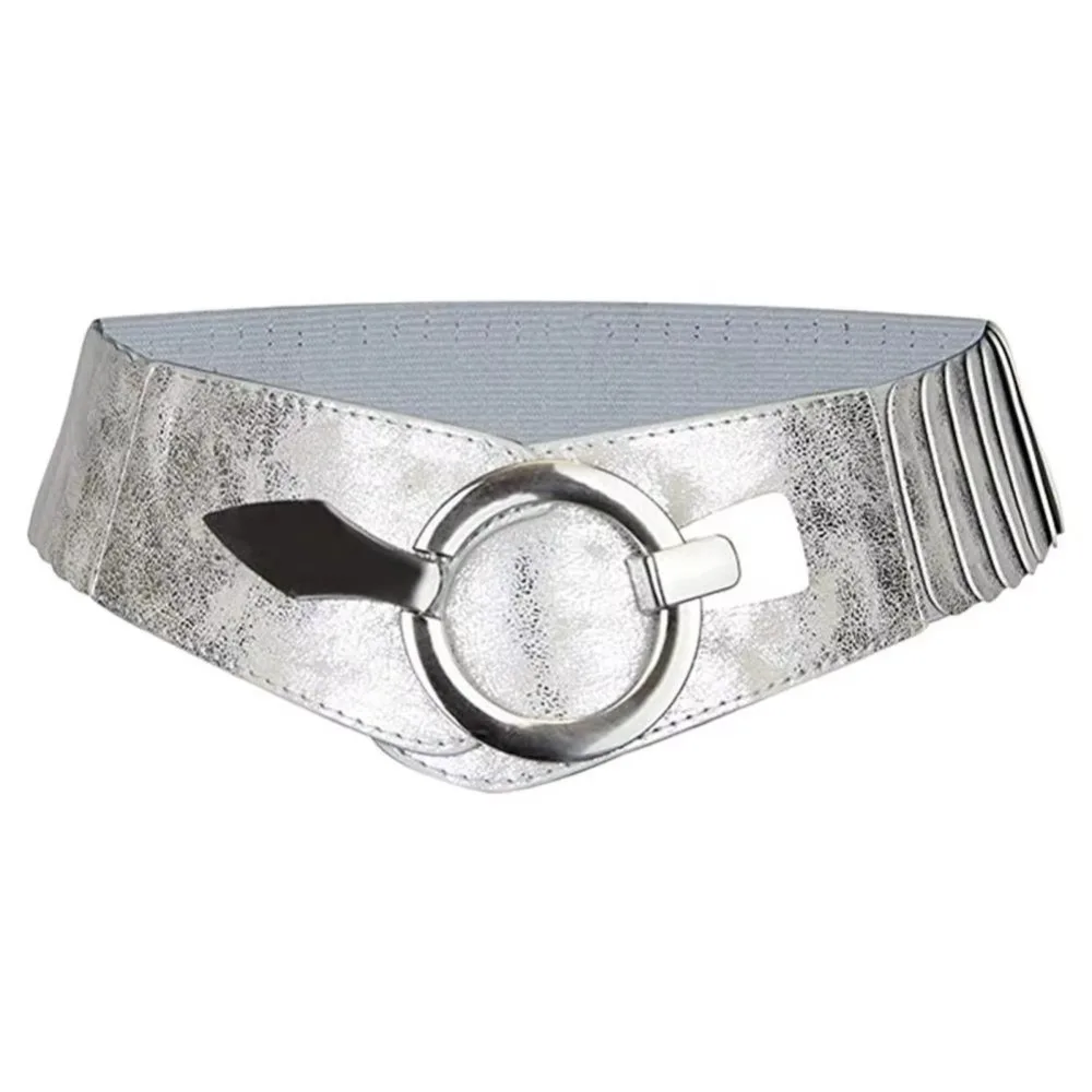 Fashion V-shaped Women Waist Belt Elastic Slimming Wide Belts PU Leather Versatile Waistband Dress Belt