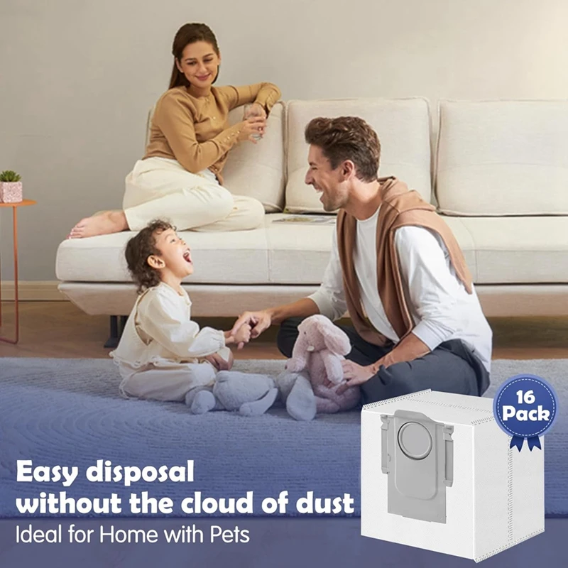 YCOC-16 عبوة من أكياس مكنسة كهربائية سعة 2.5 لتر يمكن التخلص منها لـ Roborock S8 Pro Ultra، S8+، S7 Max Ultra/Maxv Ultra، Q5+، Q7+، Q5 Pro+، Q8 Max+