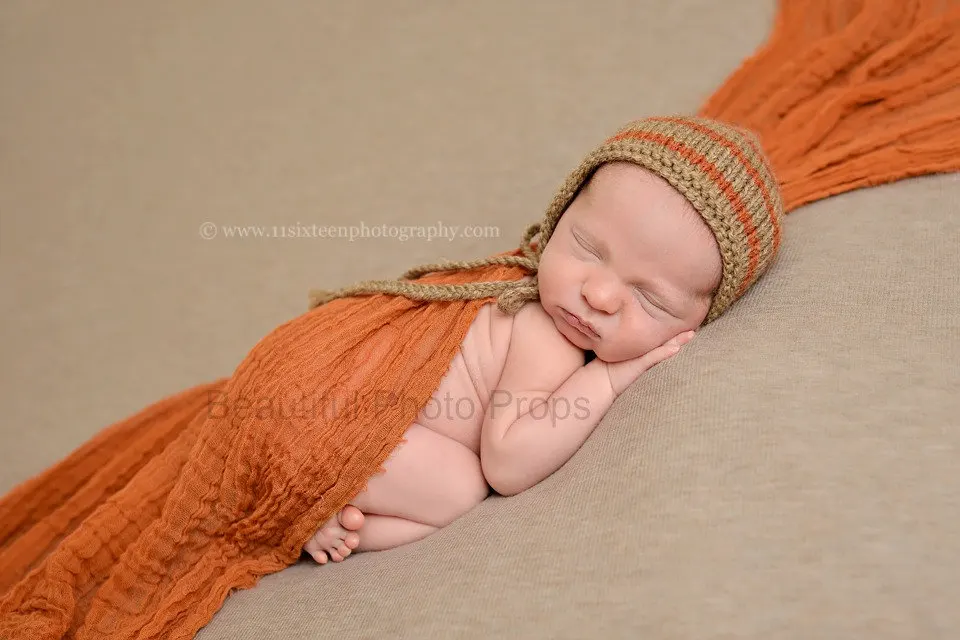 Newborn Full-Month Children's Photography Props Bubble Gauze Wrap Brown Coarse Cotton Cloth Baby Swaddle Newborn Photography