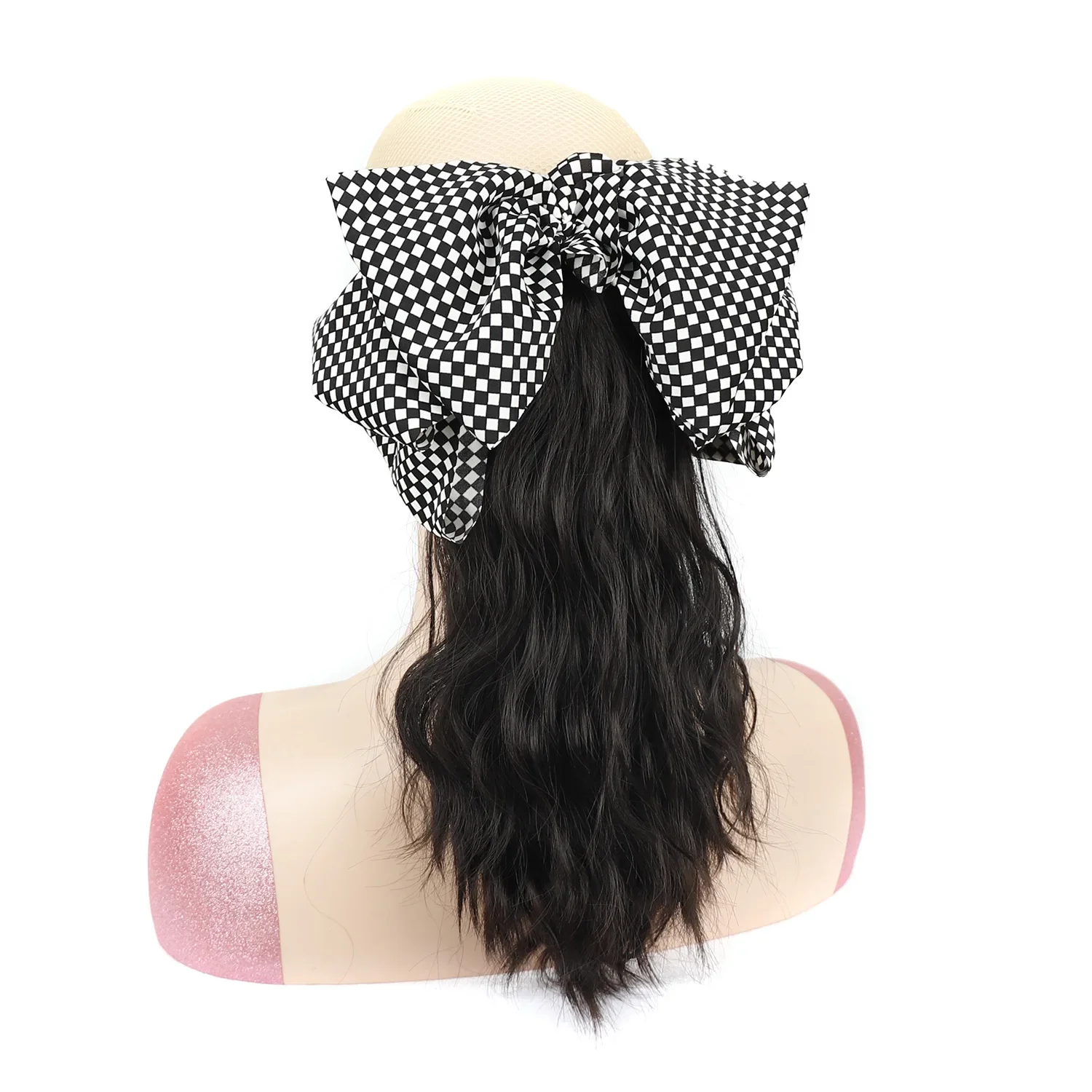 Synthetic Ponytail Women\'s Long Curly Hair Claw Clip Ponytail Bow Simulation Ponytail Braid Low Tie Hair Accessories