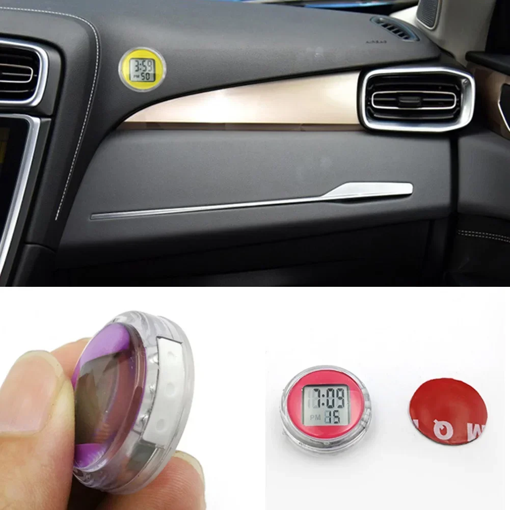 1Pc Mini Waterproof Motorcycle Bike Sticky Digital Display Clock Watch Motorcycle Decoration Auto Car Interior Accessories