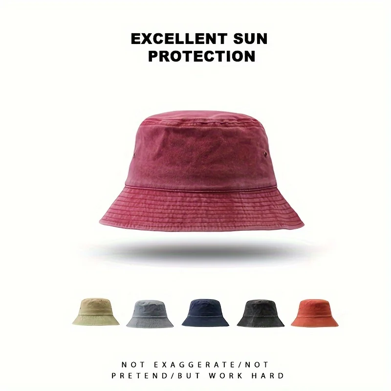 1pc 5 Color Sunshade Fisherman Hat wide Brim Washed Denim Outdoor Sun Hat Flat Hat Suitable for Fishing Hiking Beach Sports