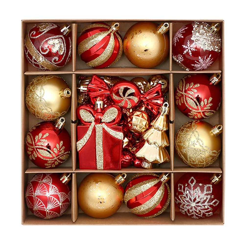 46PCS Handmade Christmas Balls Box - Stylish Holiday Tree Decorations Christmas Tree Ornament For Wedding Party