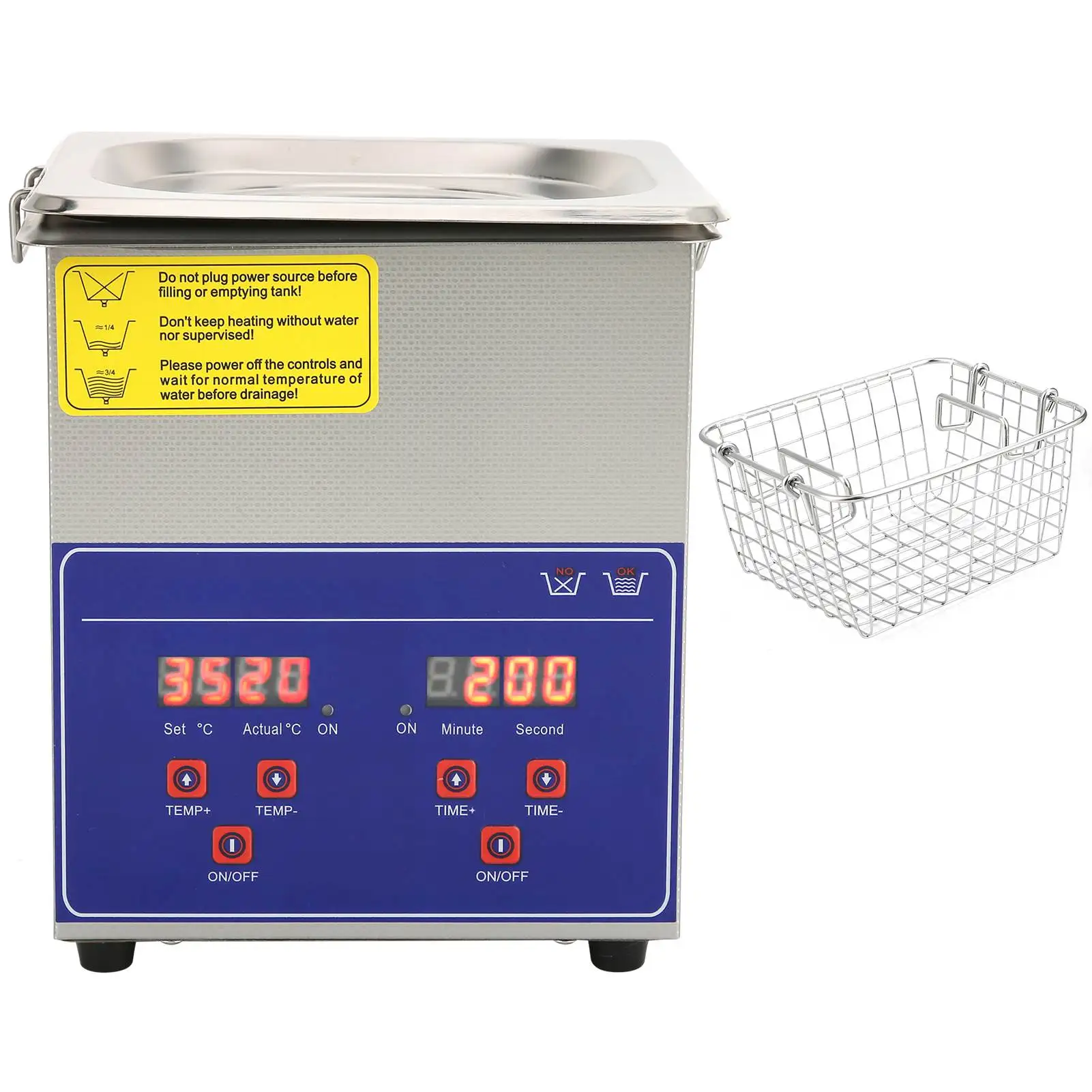High Efficiency Industrial Ultrasonic Cleaner Machine Digital Stainless Steel Heater Timer Protable Cleaning Equipment 2L PS‑10A