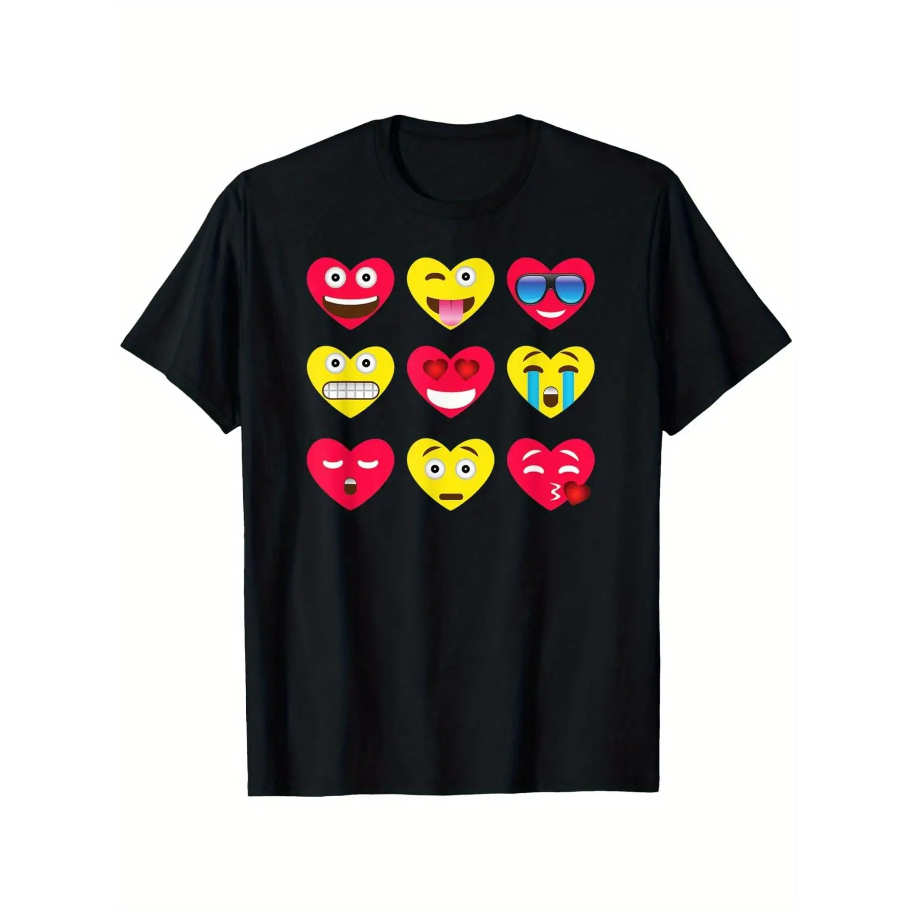 

Funny T-shirt Men Women Unisex Heart Emoji Graphic Tee Casual Short Sleeve Cute Face Print Top