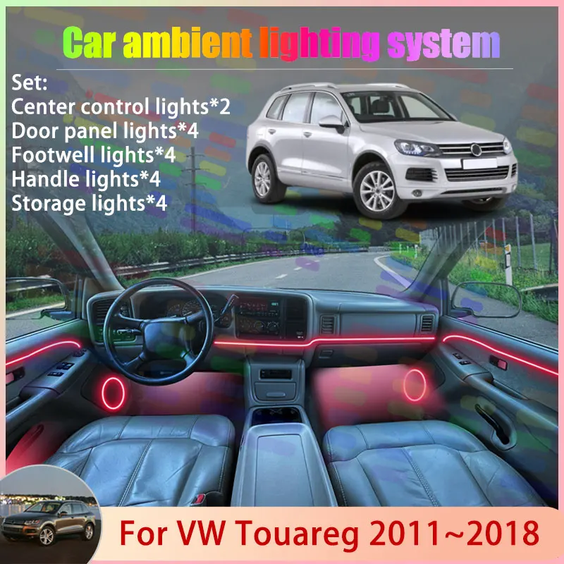 

For Volkswagen VW Touareg MK2 7P 2011~2018 2012 2/18 in 1 Car Atmosphere Light Lamp RGB Shade Ensemble Streamer Atmosphere Set