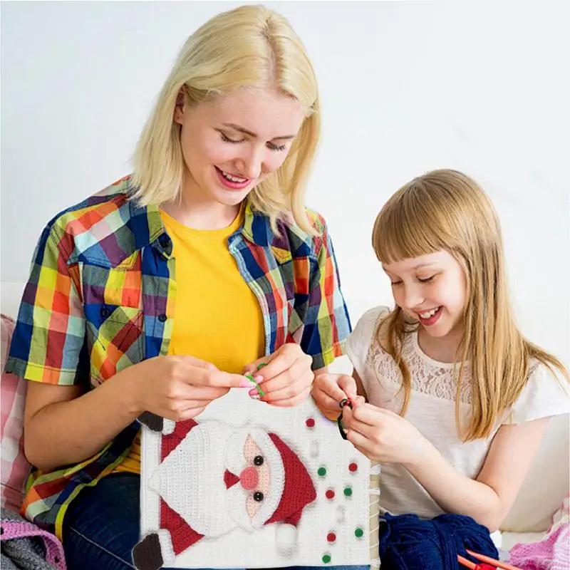 Crochet Kit For Beginners Christmas Theme Tapestry Crocheting Set Handmade Crochet Complete Knitting Kit With Step-by-Step Video