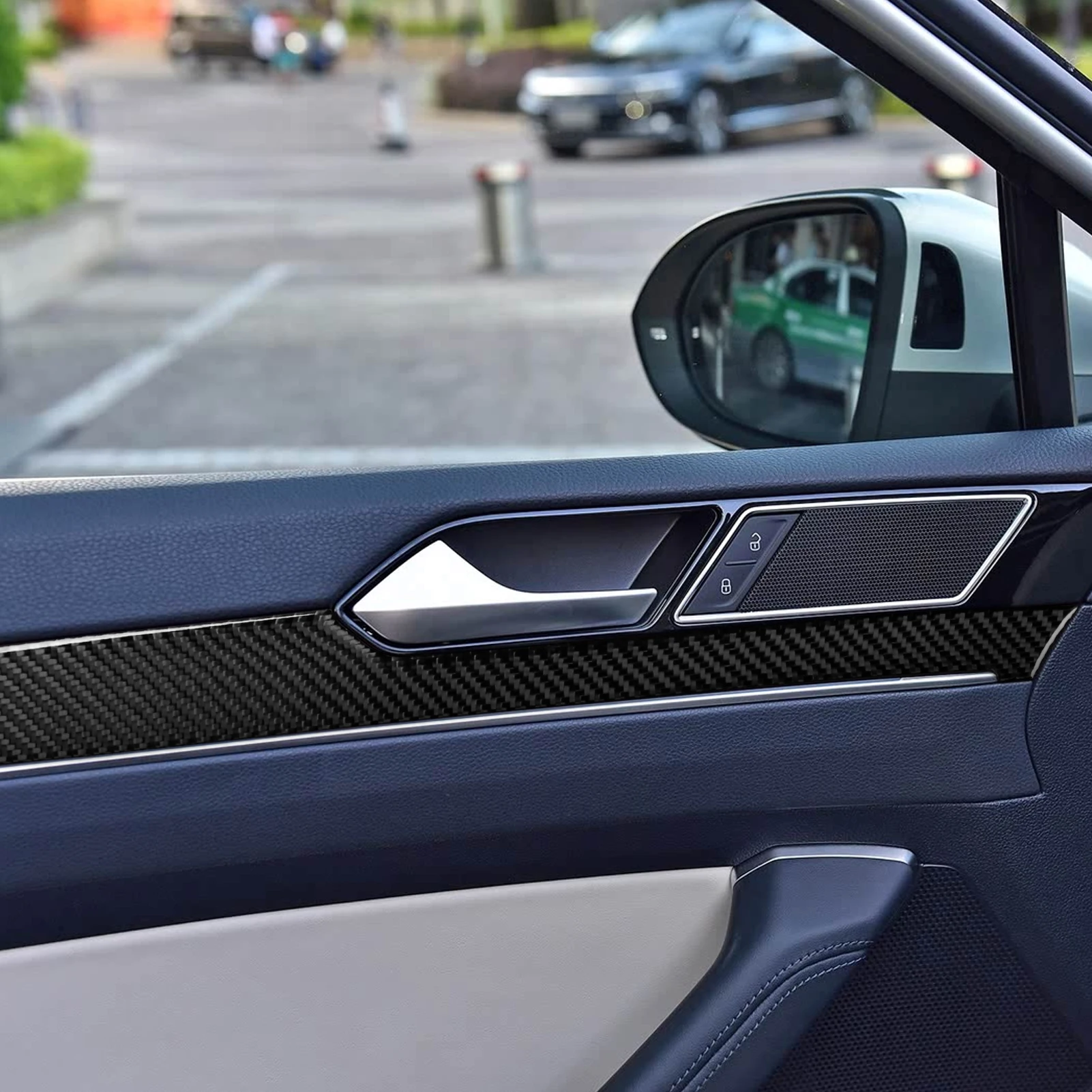 Real Carbon Fiber Car Accessories Door Handle Panel Cover Soft Sticker For Volkswagen Magotan/CC 2017 2018 19 20 21 22 23 24