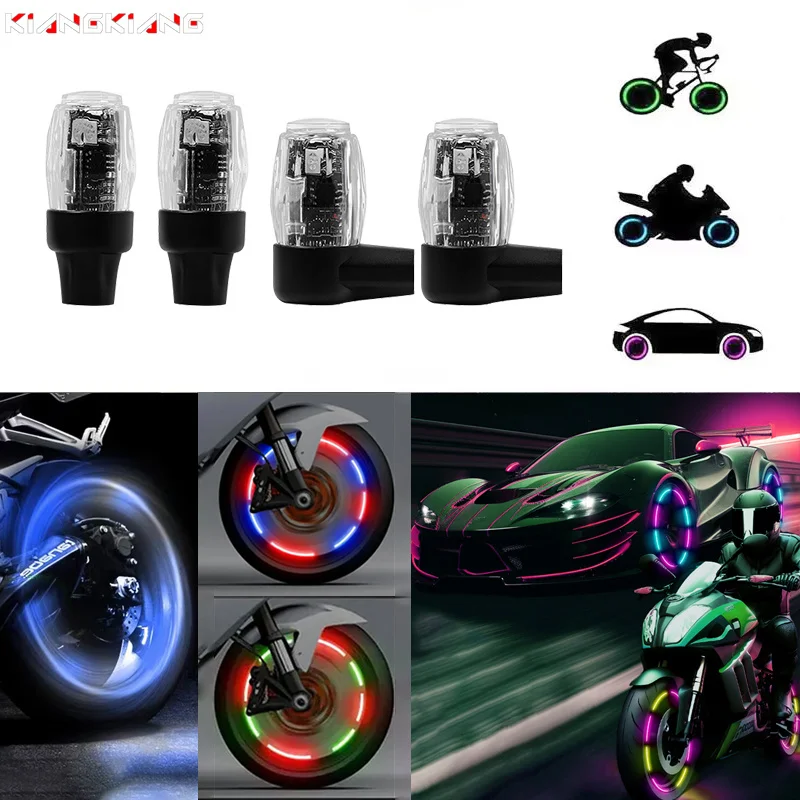 LED Wheel Valve Light Universal Dustproof Tire Valve Cap Lamp Car Air Valve Cap Light For Motorcycles Bicycles Electric Vehicles