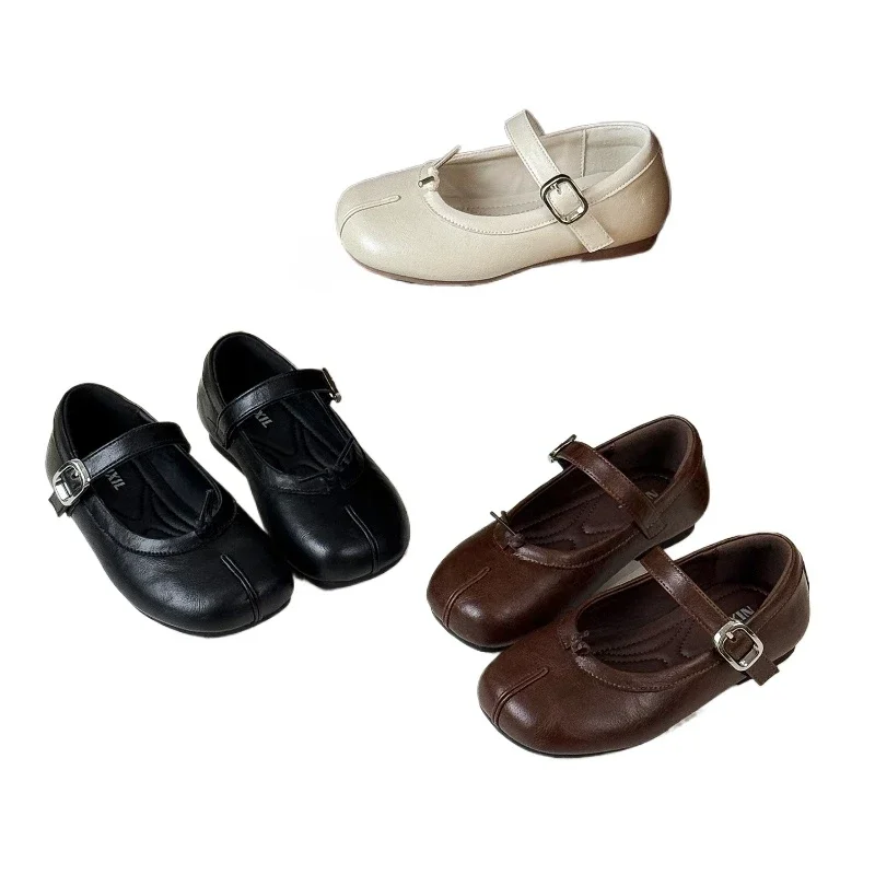 

Весенние детские балетки Мэри Джейн для девочек, детская винтажная повседневная обувь принцессы для малышей, новинка, однотонная кожаная обувь