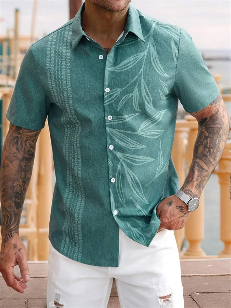 2025 Hawaiian Shirt Men's Fashion Short Sleeve Hawaiian Shirt Retro Beach Shirt Men's Shirt Ethnic Street