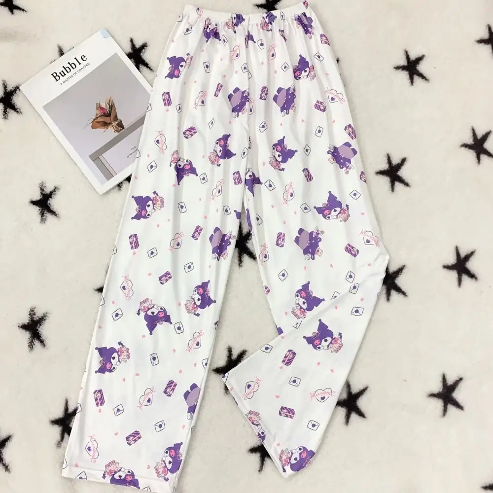 Kawaii Hello Kitty Pyjamabroek Sanrioed Cartoon Anime Kuromi Vrouwen Zomer Dunne Leuke Student Losse Slijtage Thuis Broek Casual Broek