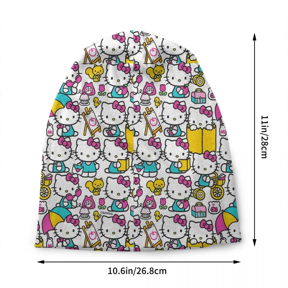 Custom Hello Kitty Cartoon Skullies Beanies Caps Unisex Winter Warm Knit Hat Men Women Cool Adult Bonnet Hats Outdoor Ski Cap