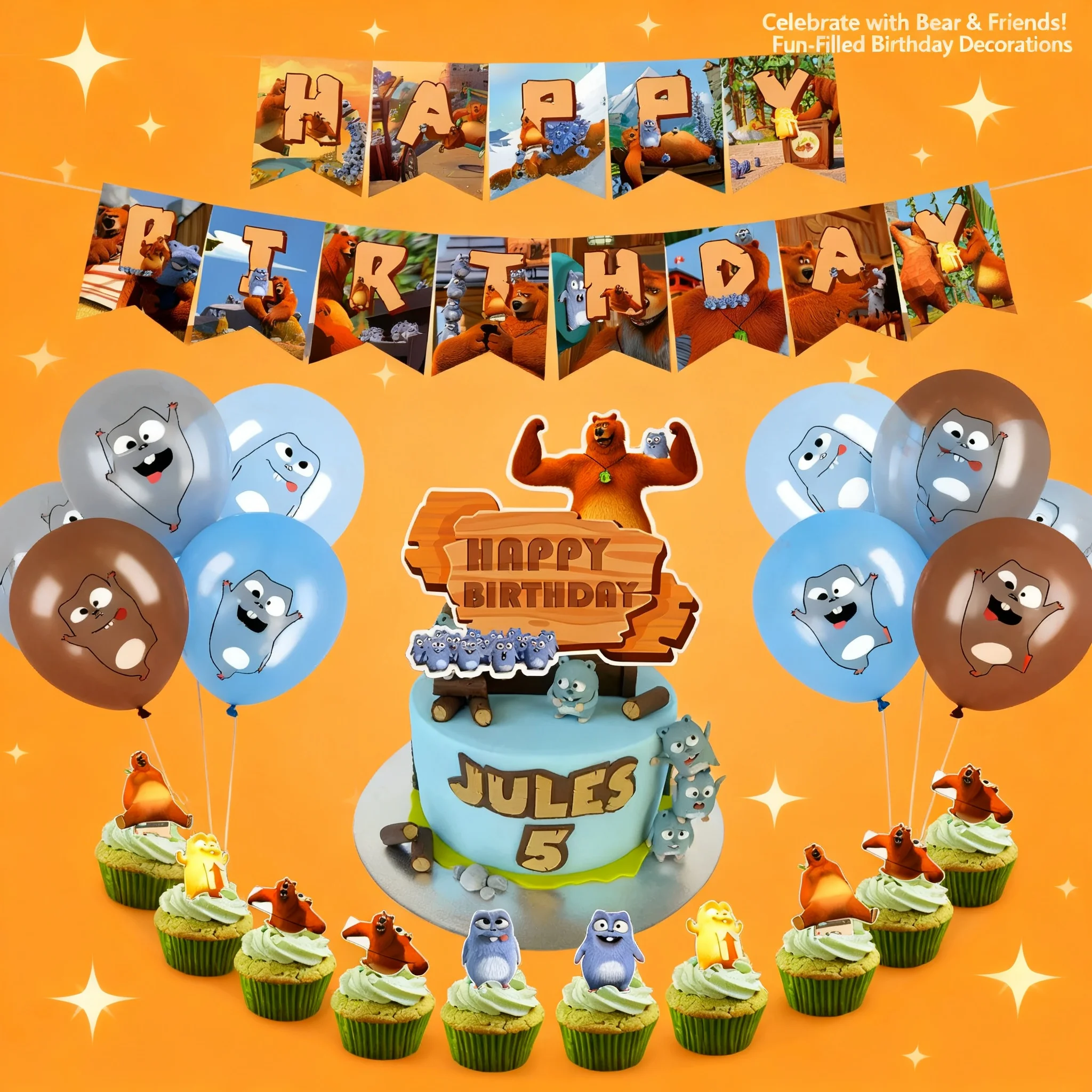 Decoración de fiesta de cumpleaños con temática de Grizzy y los Lemmings, globos de látex para niños, adornos para pasteles, pancarta y suministros