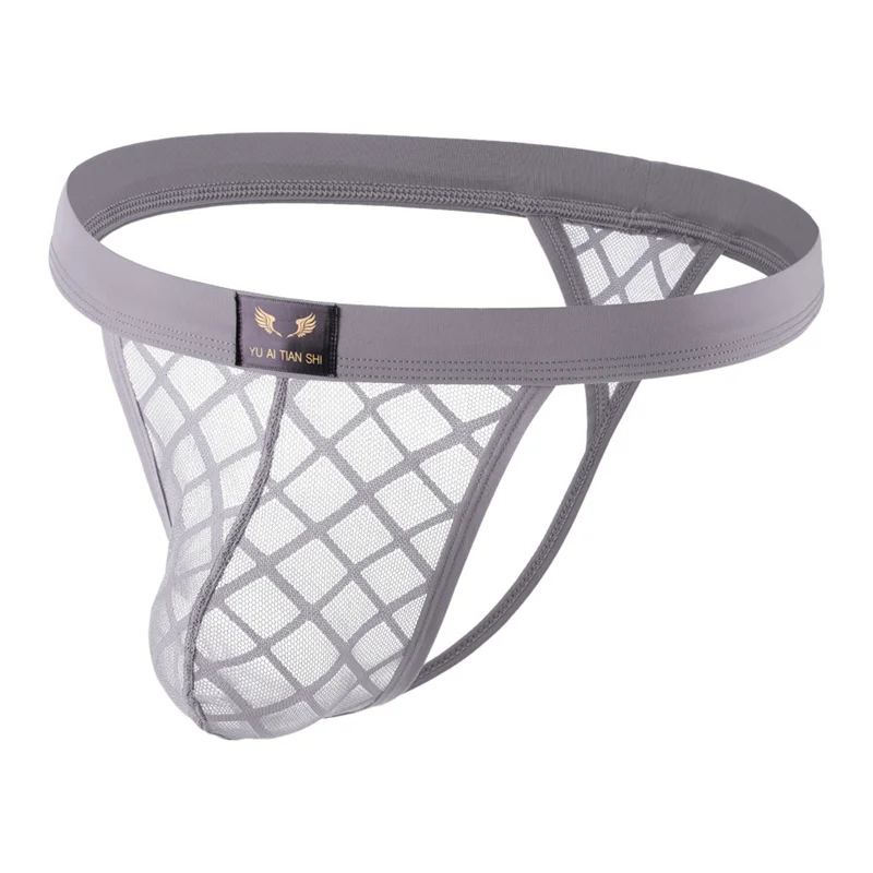 Men's Thongs Exotic Briefs Sexy G-String Tongs Mesh Solid Comfortable Bikini Underwear Bag Bulge Pouch Briefs T-back