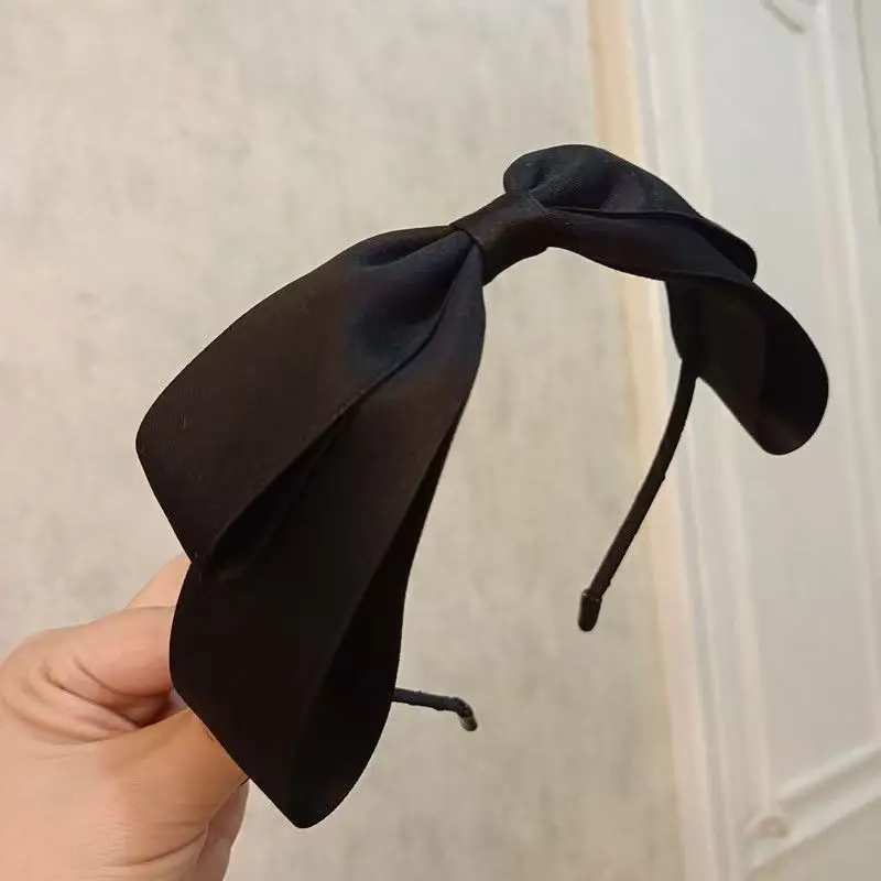 Solid Color Black Ribbon Bow Top Headband for Women Girls Fashion Bezel Female Hair Accessories