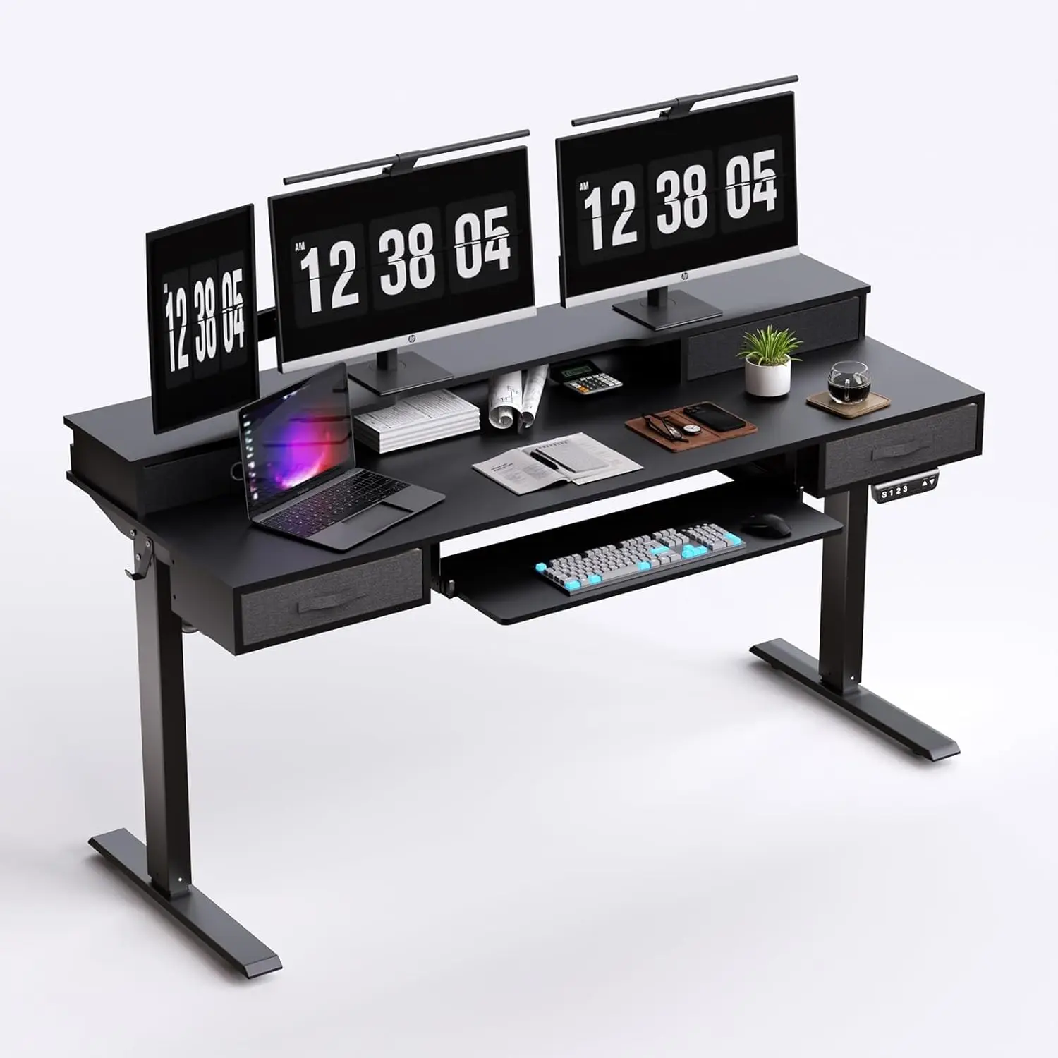 

Standing Desk, 63" Adjustable Desk, Multifunctional Electric Standing Desk with 4 Drawers, Ergonomic Adjustable Standing Desk