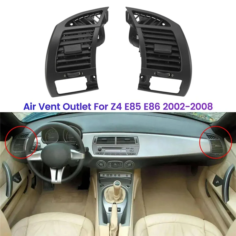ABJO-Griglia di uscita dell'aria anteriore per auto senza portabicchieri per BMW Z4 E85 E86 2002-2008 Nero