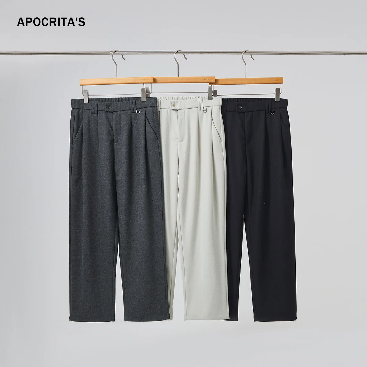 

Busin Casual Men's Woolen Trousers Autumn Winter Anti-Wrinkle Loose Straight Leg Pants Youth Faion een Color