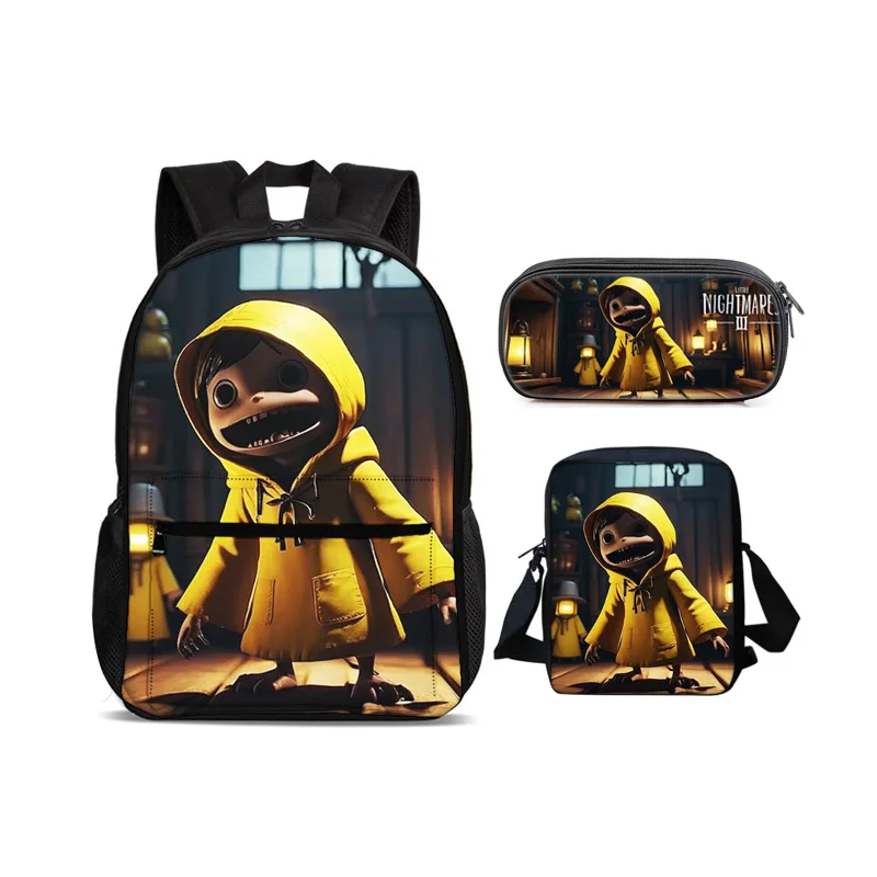 Little Nightmares backpack pencil case shoulder bag 3Pcs Set cartoon print, new school style for male and female students