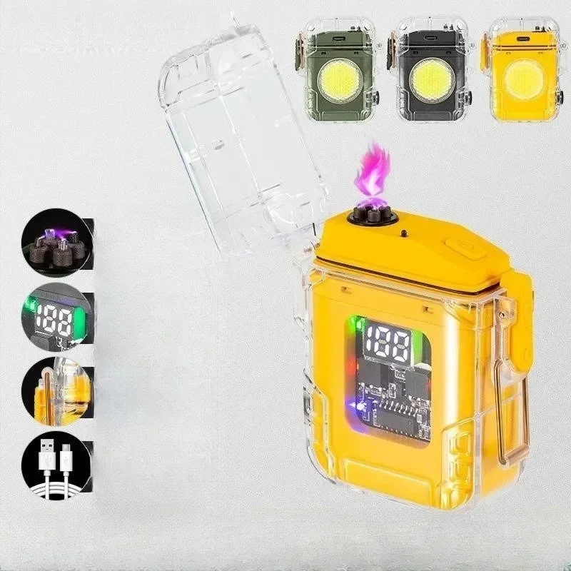 ولاعة قوسية للتخييم في الهواء الطلق مع مقاومة قوية للرياح والماء، وإضاءة مثبتة على الخصر قابلة لإعادة الشحن، ولاعة عالية التحمل #4