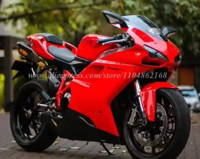 4Gifts Nuovo kit carene intere per moto ABS adatto per Ducati 848 1098 1198 Set carrozzeria personalizzato rosso lucido