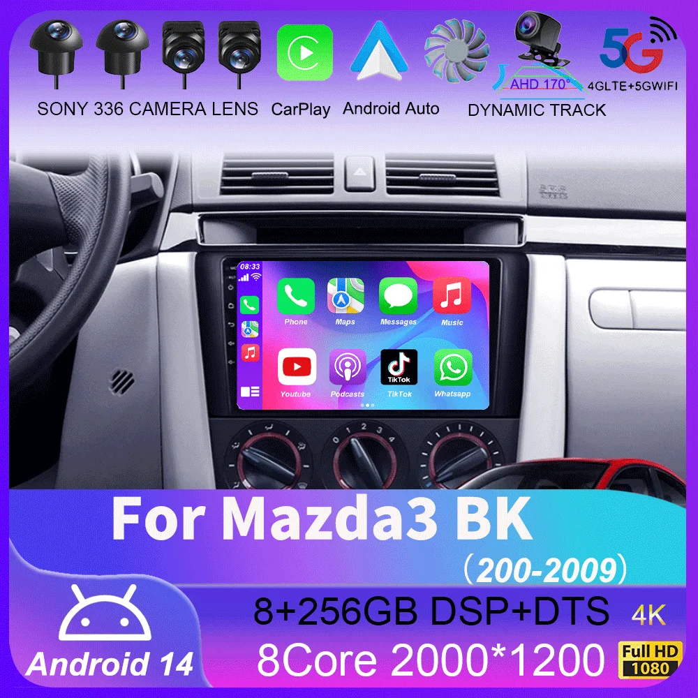 

Android 14 For Mazda 3 I For Mazda3 BK 2003 - 2009 Car Radio Multimedia Video Player Navigation 2din 2 din
