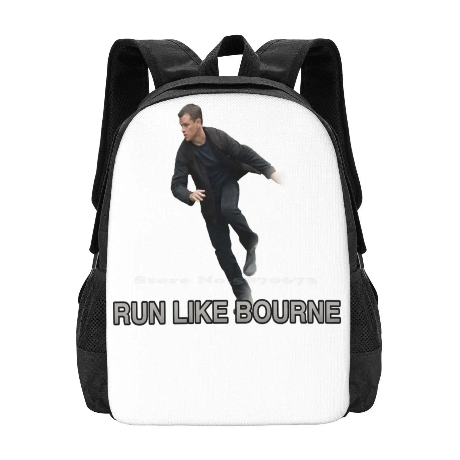 Run Like Jason Bourne Large Capacity School Backpack Laptop Bags Jason Bourne Bourne Identity Ultimatum Legacy Matt Damon