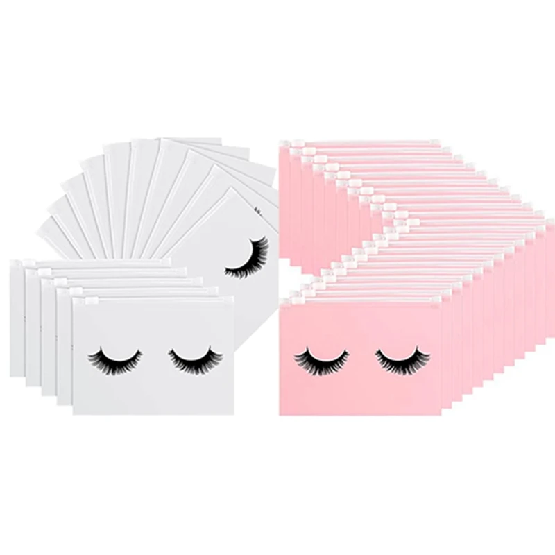 

【CLEARANCE】100 Pieces Eyelash Aftercare Bags Eyelash Makeup Bags Empty Lash Cosmetic Pouch Travel Make Up Cases Toiletry Bag