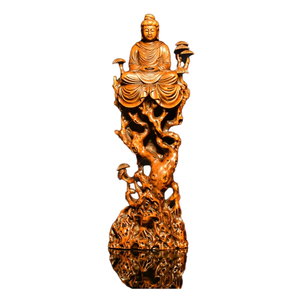 Sculpture Vintage en buis, Figurine de bouddha Sakyamuni en bois, Sculpture d'éveil spirituel, tranquilité, bénédiction, dévotion, harmonie