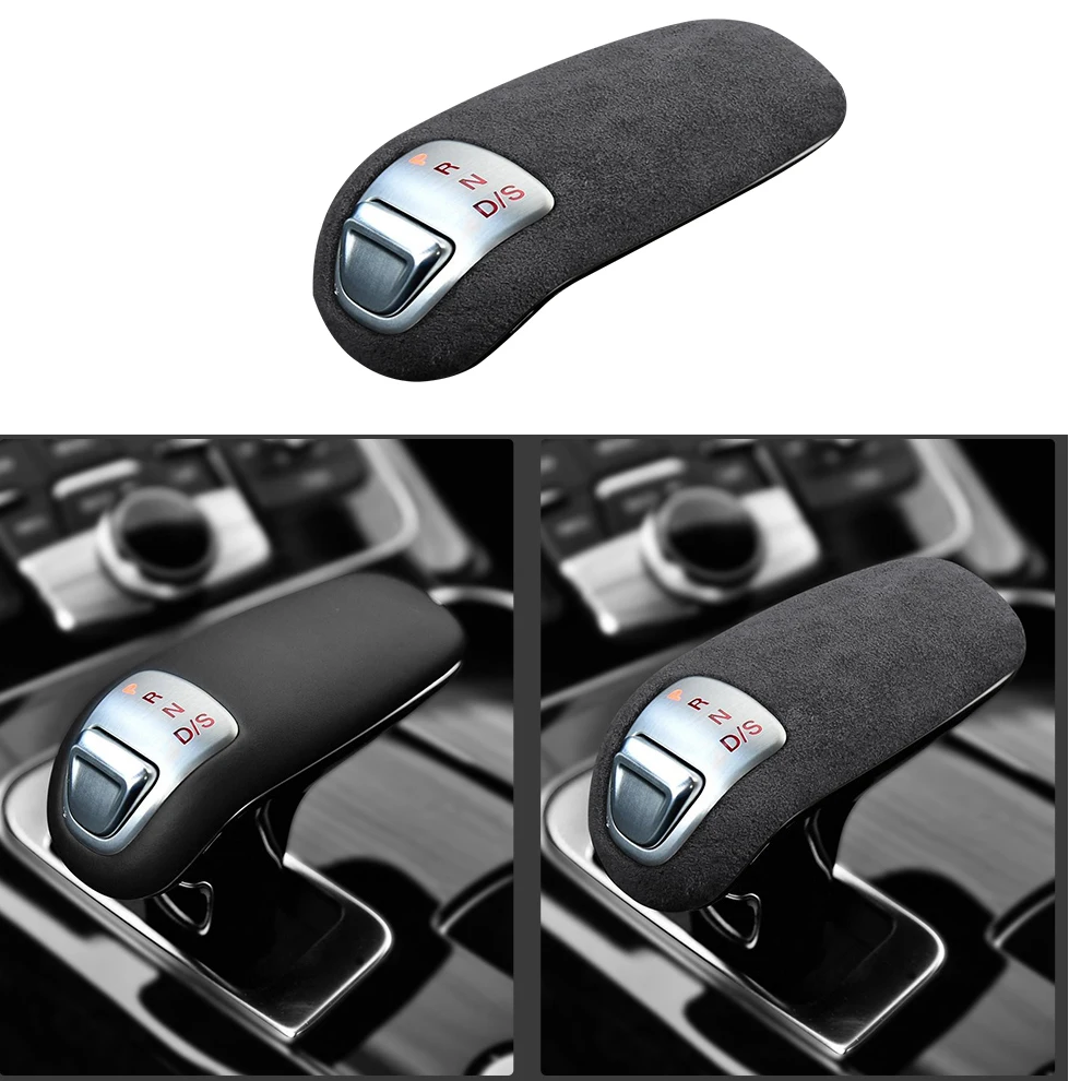 Alcantara Gear Stick Shifter Knob Cover for Audi A8L 2014 2015 2016 2017 Overlay Protective Shell Cap Ineriors Parts