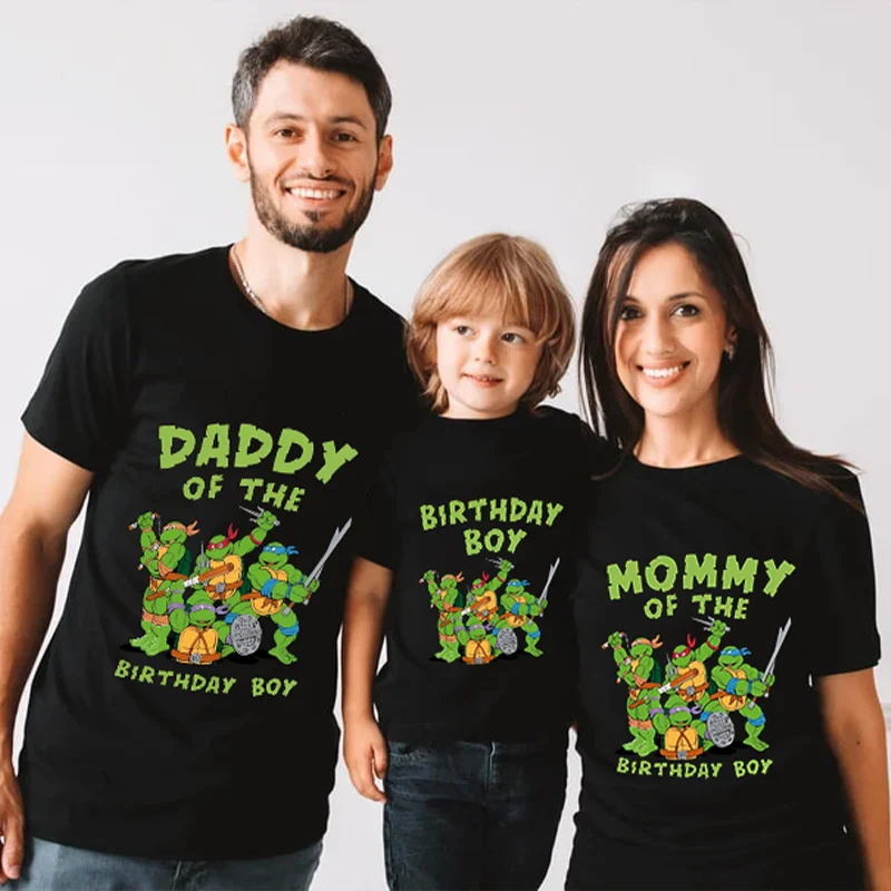 Teenage Mutant Ninja Turtles T Shirts Mom Dad Cotton Tops Short Sleeve Family Matching Clothes PAPA MAMA Tee Birthday Party Gift