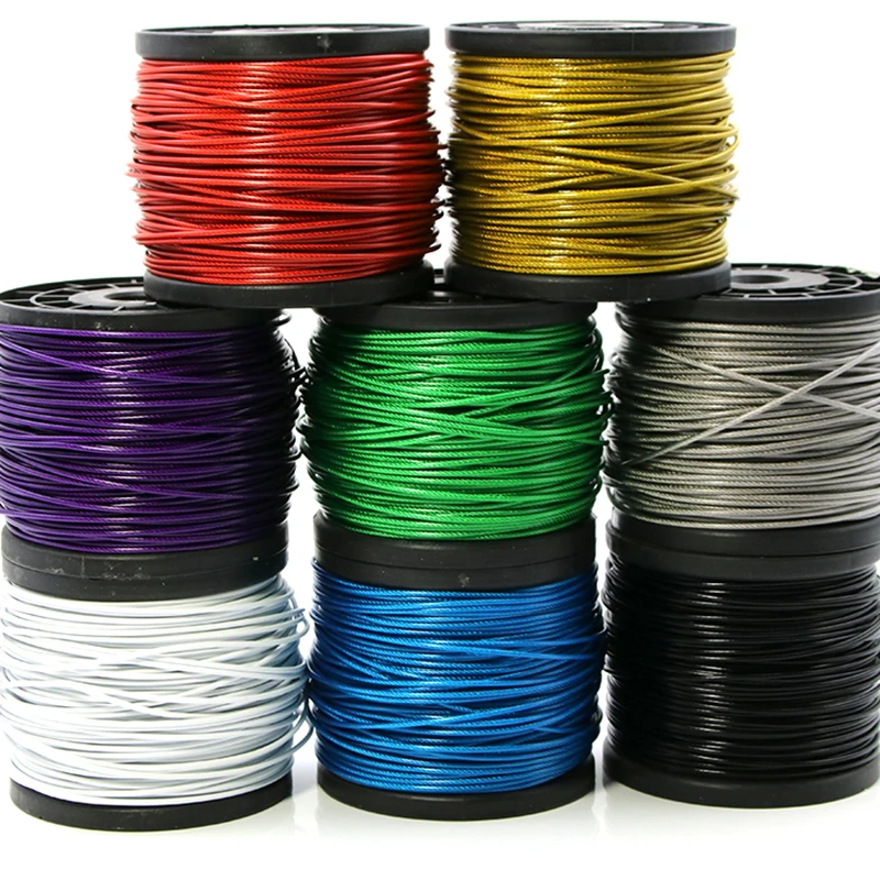 Picture 7: 4PCS Adjustable 2mm Multi-Color PVC Stainless Steel Wire Rope Cable Fastener Kit For Hanging Pictures Bonsai Swings Cameras