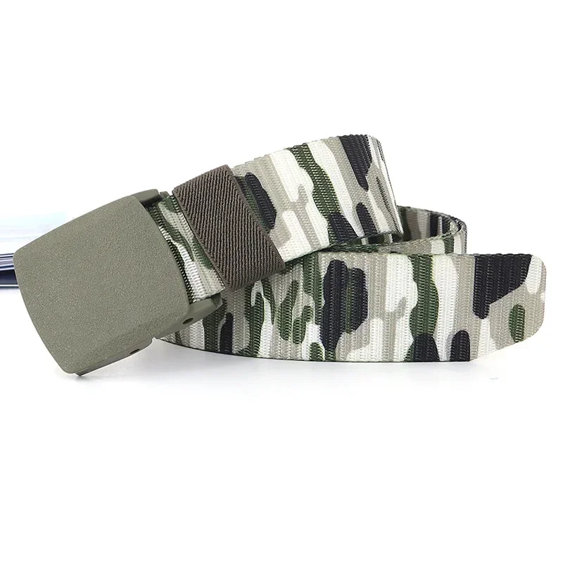 3.8X110cm High Quality Automatic Buckle Nylon Men Belt Outdoor Hunting Multifunctional - Canvas Camouflage Belt for Women