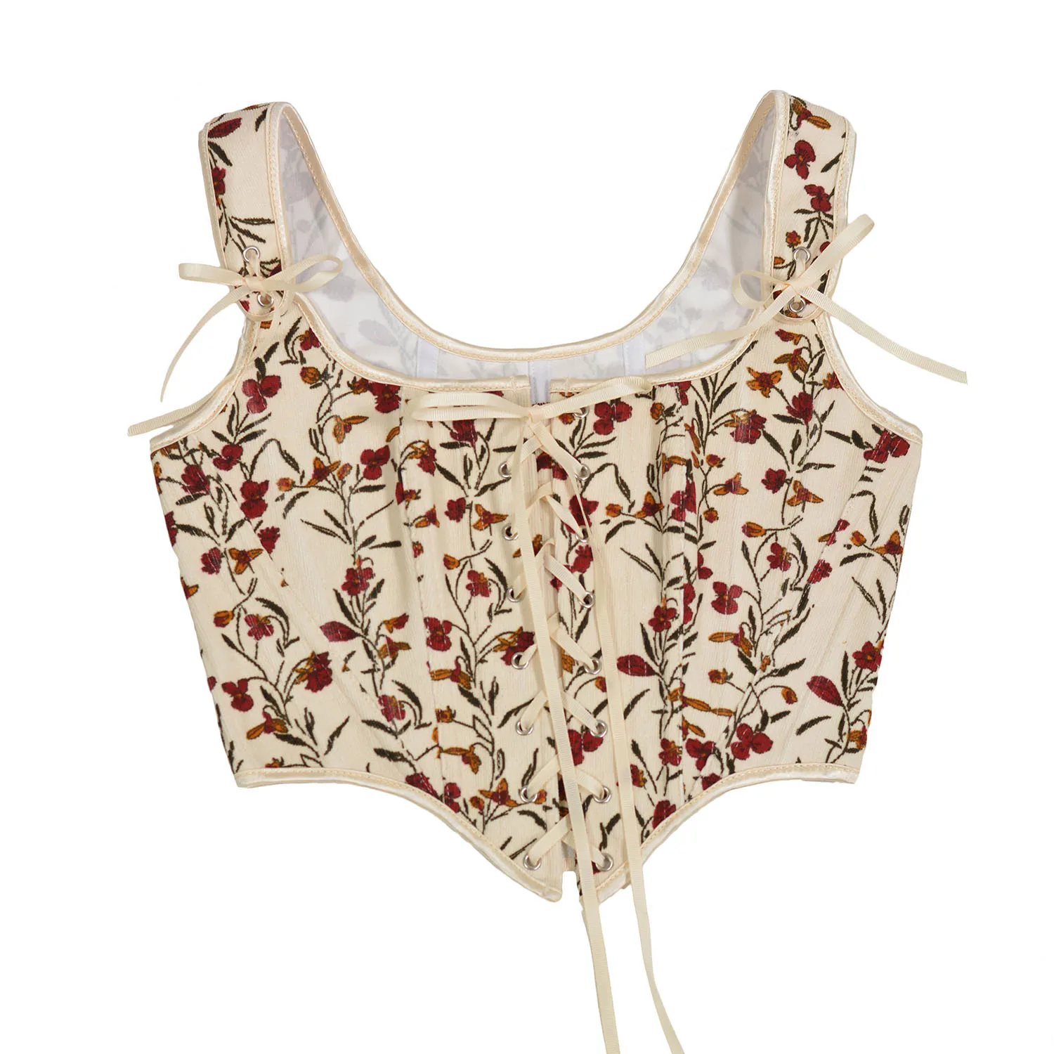 

Бежевый корсет с цветочным принтом, женский сексуальный готический корсет на шнуровке, винтажный красный лиф, вельветовые корсеты, милый камзол, формирователь тела