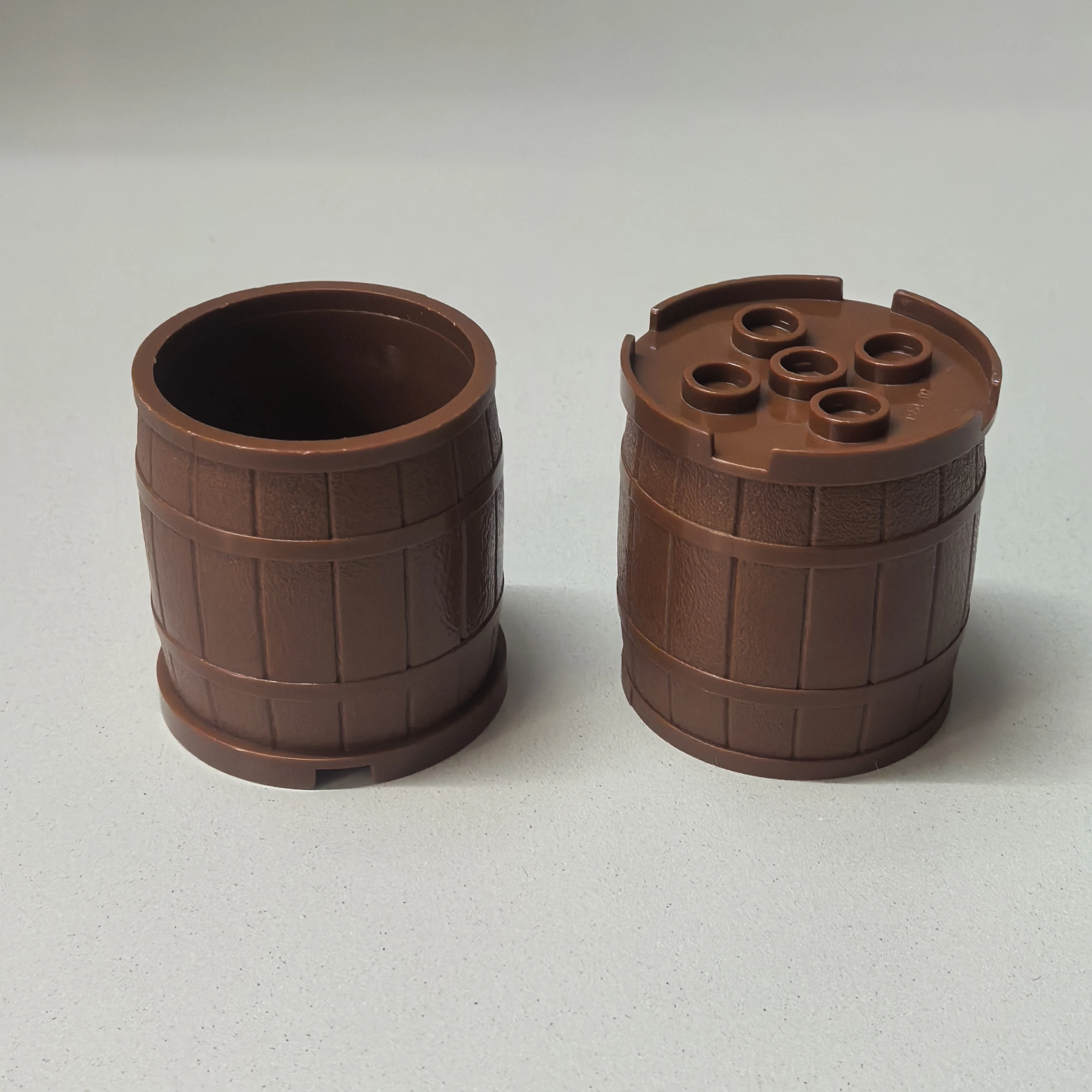 5PCS MOC domestic building block spare parts 30139 4x4x3.5 large round wooden barrel, brown wine barrel
