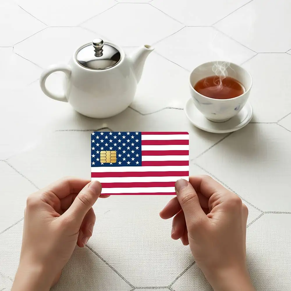 Flag of American Credit Skin Cover Card Stickers 4PCS Film Bus Pass Front Decoration Bank Debit Waterproof