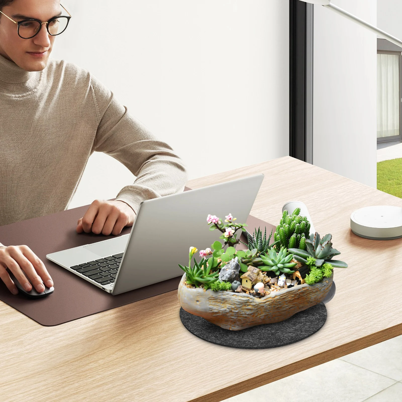 

20pcs Cup Coasters Felt Mat For Plants Reversible Absorbent Plant Saucers Indoor Planter Tray Floor Protection Pad Plant Liners