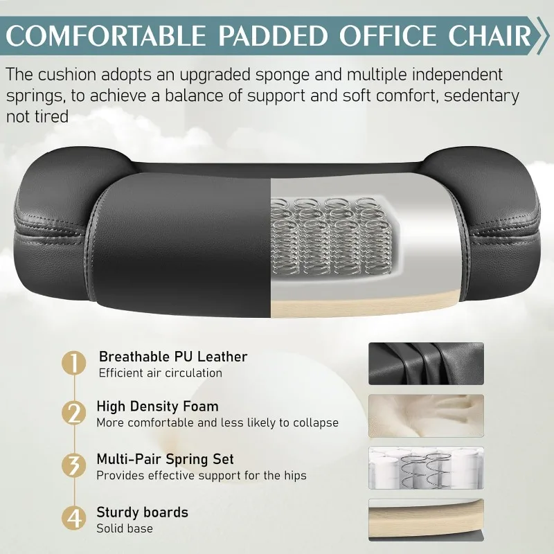 Leather Office Chair, PU Home Computer Desk Chairs with Ergonomic Back Support, 360°Swivel Free，Small Gmaing Chair