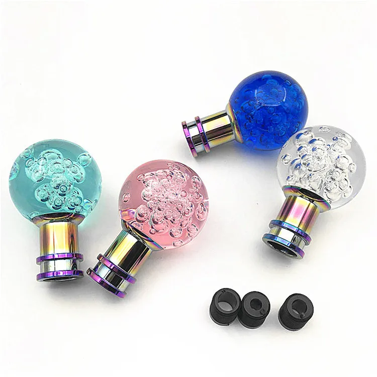 Universal Car Bubble Crystal Manual Resin Gear Shift Knob Stick Gearstick Shifter Lever Fit For Honda Toyota Nissan Mitsubishi