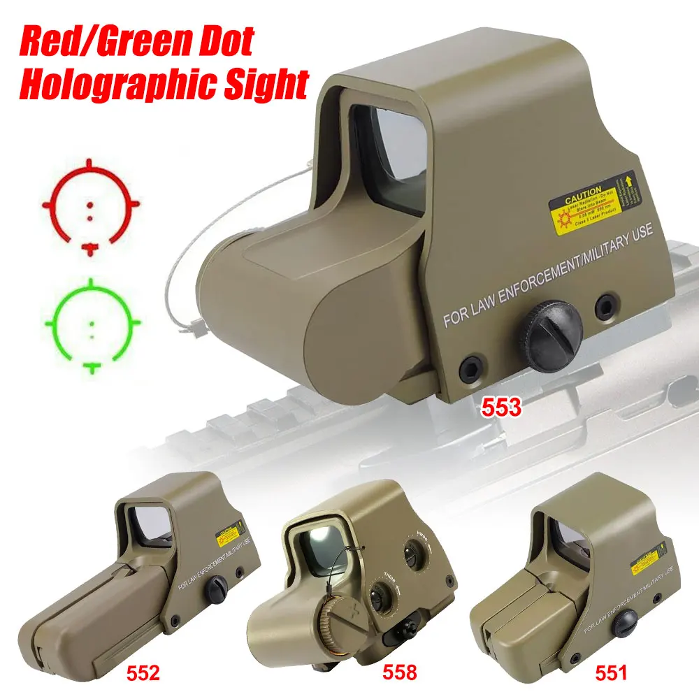 

551 552 553 558 Red Green Dot Tactical Holographic Collimator Sight Rifle Hunting Tactics Reflex Sight with 20mm Scope Mount