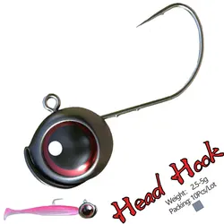 10Pcs/Lot 2.5g 3g 5g Lead Head Jig Hooks 3D Eyes Jigging Bait Barbed Root Ned Hook Fishing T-tail Soft Lure Tackle