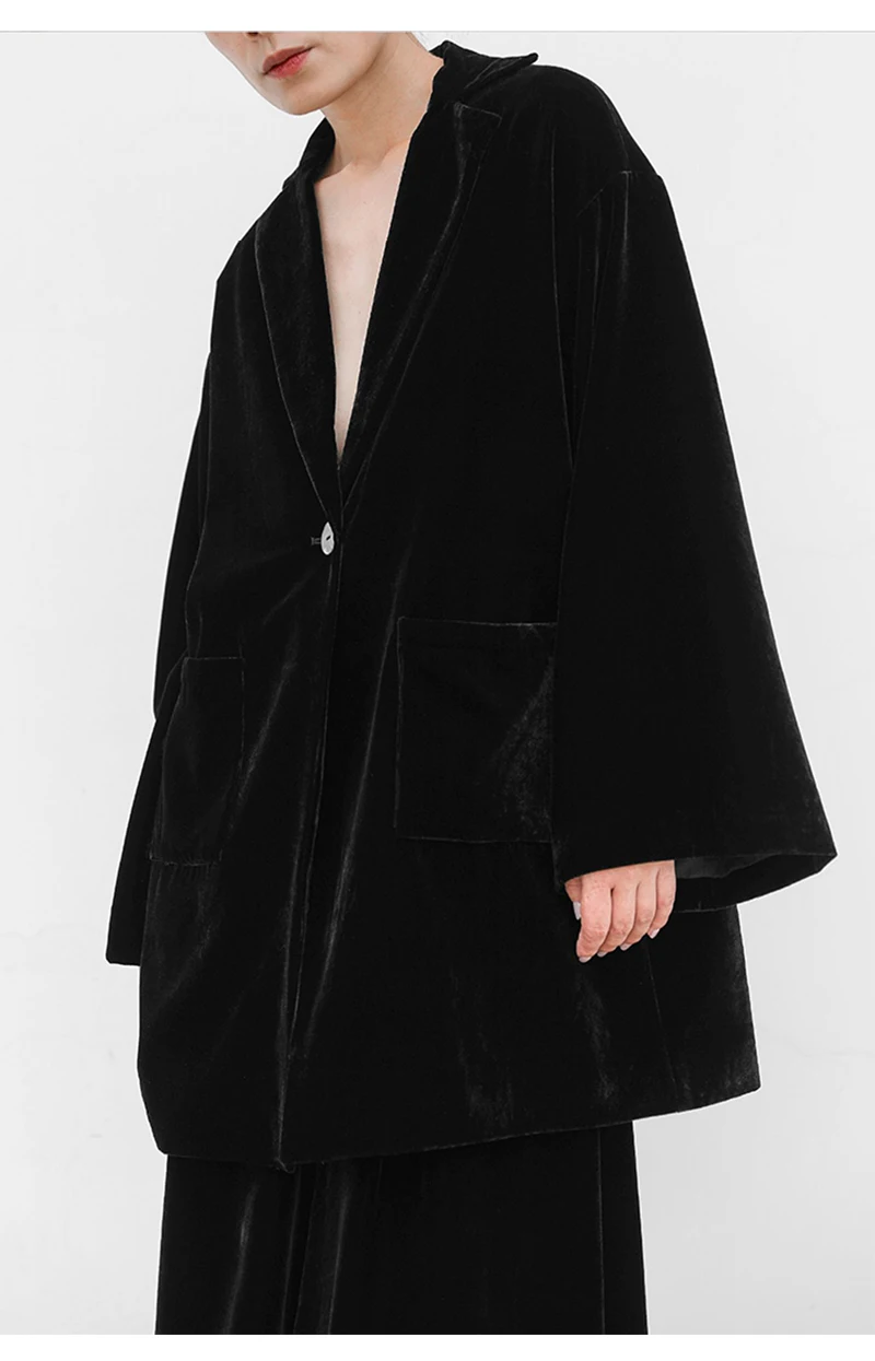 Terno feminino luxuoso de veludo de seda, top casual com um botão, design original, roupa feminina elegante, tendência urbana confortável