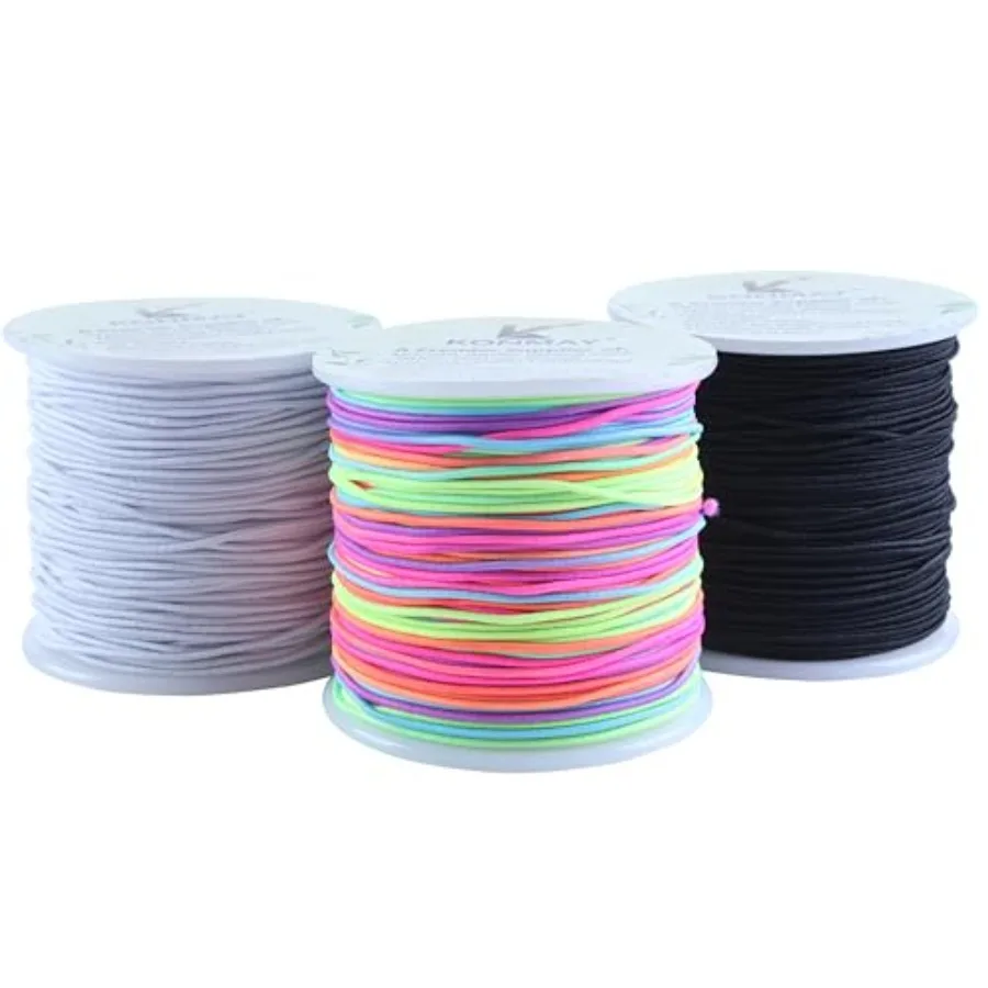 Stretchy Bracelet String, Elastic Beading Cord for Pony Beads, Kandi Bracelets, Necklaces and DIY Crafts,,50 Yards Each